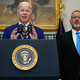 President Joe Biden speaks about student loan debt forgiveness in the Roosevelt Room of the White House, Aug. 24, 2022, in Washington. Education Secretary Miguel Cardona listens at right.